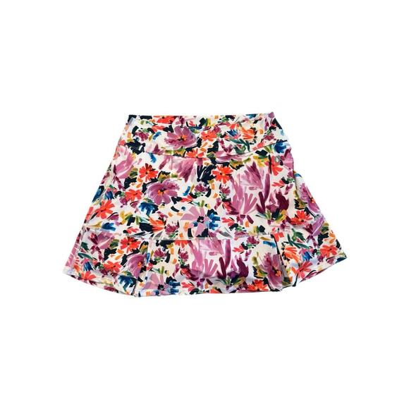 DONA JO Flounce Hem Golf Skirt Skort Womens Large Colorful Floral Tennis 15” - Picture 1 of 4